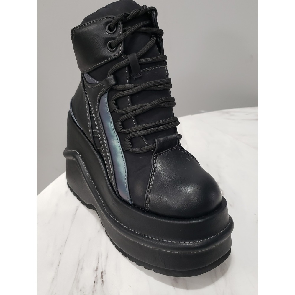 NEW SIZE 7 Club Exx Shoes Dolls Kill Wedge Lace Up Platform Sneaker CYBERGOTH